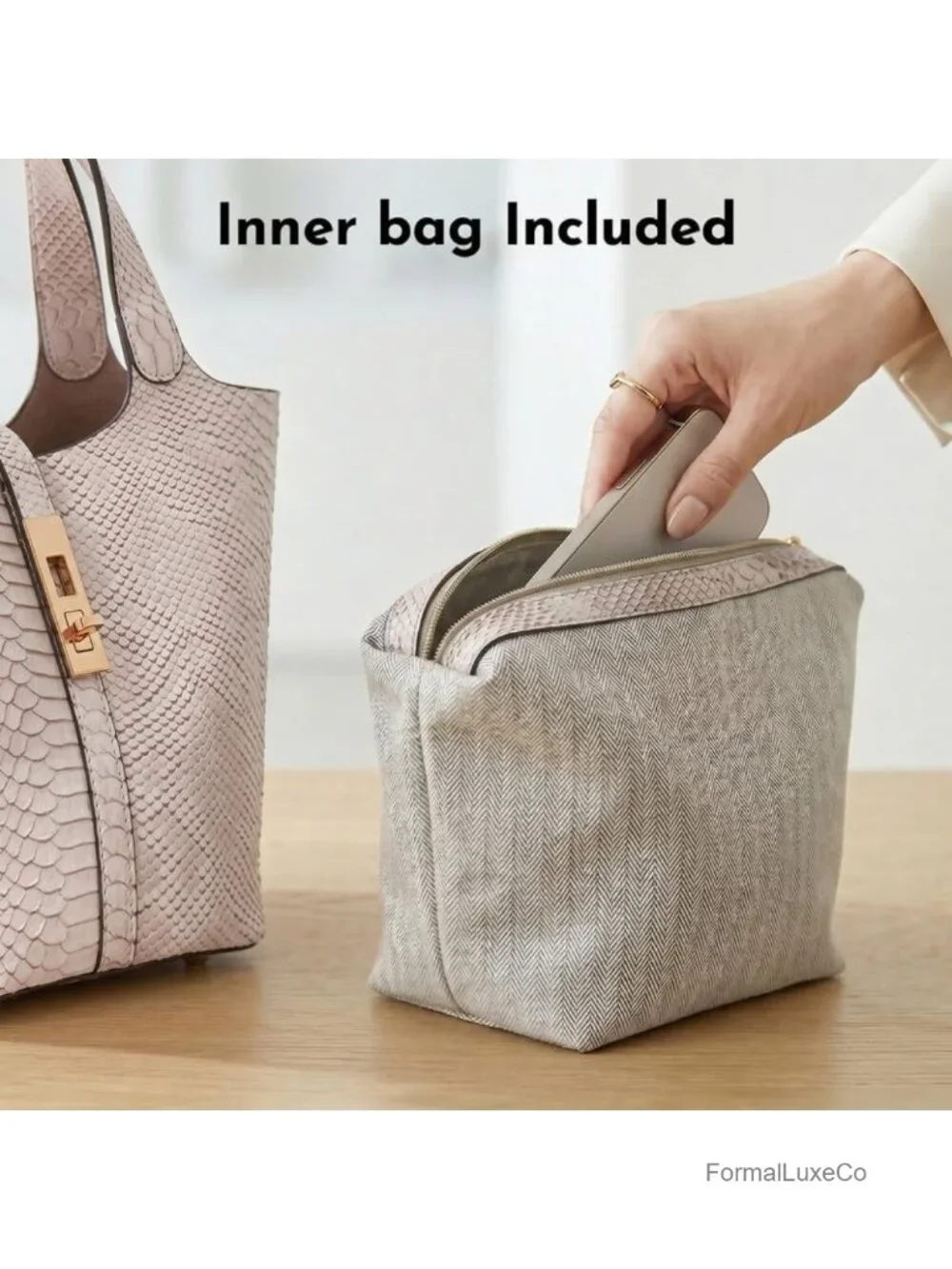 Women Crocodile Pattern Faux Leather Satchel Handbag Tote with Detachable Clutch